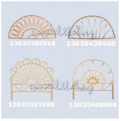 four different types of ironwork designs on a blue background with the numbers below them