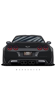 the rear end of a black sports car