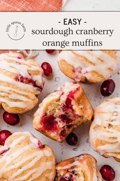 cranberry orange muffins with icing on top