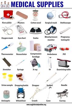 medical supplies are shown in this poster