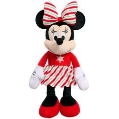 a minnie mouse stuffed animal with a candy cane