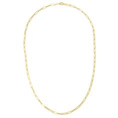 This 18-inch polished paperclip chain necklace features the most iconic link shape. Stylistic in 14K yellow gold, the 3.15-millimeter links lay just right for noticeable noteworthy fashion. Our collection of classic chains lets you mix and match luxe designs for dynamic styles. | Paperclip Chain Necklace | 14K Yellow Gold, | Size 18" | Helzberg Diamonds Classic Link Chain Necklace With Paperclip Design, Classic Link Chain Necklace With Paperclip Detail, Classic Necklace With Rectangular Paperclip Chain, Classic Link Chain Necklace With Paperclip Chain, Classic Paperclip Chain Link Necklace, Yellow Gold Paperclip Chain Necklace With Oval Links, Yellow Gold Oval Link Chain Necklace With Paperclip Chain, Yellow Gold Chain Necklace With Paperclip Chain, Paperclip Chain Necklace