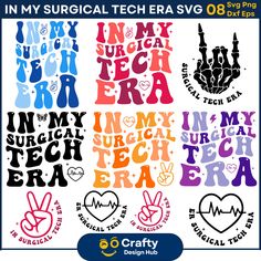 an image of some stickers that say i love my surgical tech era