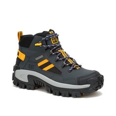 Caterpillar-Invader Mid Vent Composite Toe Work Boot - Men's Elevate your workday with the Caterpillar Invader Mid Vent Composite Toe work boot. A full-grain leather upper, lightweight and secure composite toe, cushioning foam footbed, supportive EVA midsole, Electrical hazard protection, and odor-managing Cleansport NXT layer in the lining make this a waterproof boot a dependable pick. Plus, it has a traction-providing SRX sole that offers slip resistance to avert the risks of slips on the jobsite. Casual Shock Resistant Boots For Outdoor Activities, Gray Work Boots For Outdoor Activities, Shock Resistant Casual Hiking Boots, Shock Resistant Casual Boots For Streetwear, Casual Shock Resistant Boots For Hiking, Casual Shock Resistant Boots For Streetwear, Casual Hiking Boots With Shock Resistance, Shock Resistant Work Boots For Winter Outdoor Work, Shock Resistant Winter Work Boots For Outdoor