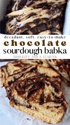 chocolate sourdough bake is cut in half and on top of the other