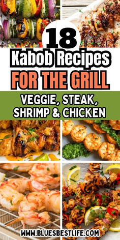 A collection of kabob recipes. Kabobs On The Grill Chicken, Recipes Using Steak, Skewers Recipes, Recipes For The Grill, Shish Kebabs, Shrimp And Veggies