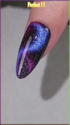 Easy Halloween nails include simple and low key nail art, such as spider webs, pumpkins, zombies and many others. Check out more ideas! Nail Art Designs Purple, Galaxy Nails Tutorial, Cherry Blossom Nails Design, Nail Art Purple, Unique Acrylic Nail Designs, Beach Themed Nails, Art Galaxie, Purple Nail Art Designs, Galaxy Nail Art