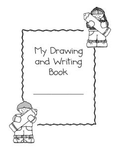 a coloring book with the words, my drawing and writing book written in black ink