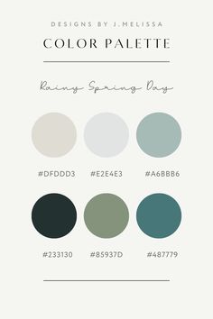 the color palette is shown in different shades and sizes, including green, blue, gray,