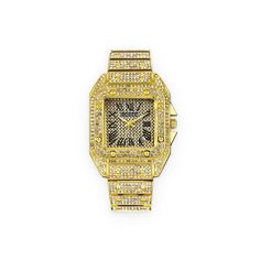 Gold Square Watch - Trendha Black Diamond Watch, Mode Hip Hop, Diamond Watches For Men, Golden Yellow Color, Timeless Gifts, Classic Jewelry, Classic Elegant, Square Watch, Diamond Watch