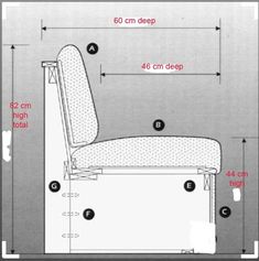 a drawing of a chair with measurements for the seat and back rest, as well as instructions on how to fit it