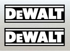 two black and white decals with the words dewt on them in different font styles