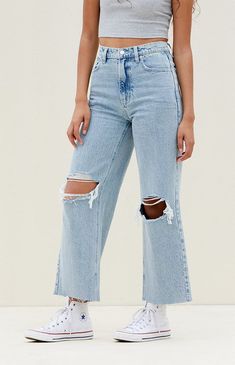 The Light Indigo Ripped Cropped Wide Leg Jeans from PacSun bring a rebellious update to your denim collection. These high-waisted jeans feature a trendy cropped wide-leg silhouette, ripped knee details, and a raw-cut hem.

Learn more about PacSun eco items Dope Fashion Outfits, Jeans Pacsun, Cropped Wide Leg Jeans, Shop Light, Cute Preppy Outfits, Denim Collection, Jeans For Short Women, Cute Jeans, Preppy Outfits