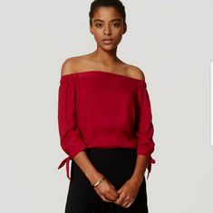 Ann Taylor Loft Off The Shoulder Top. Brand New. Chic Red Blouse For Brunch, Red Blouse For Fall Brunch, Chic Red Tops For Date Night, Red Spring Workwear Tops, Red Tops For Spring Workwear, Red Tops For Workwear In Spring, Chic Red Top For Workwear, Red Blouse For Fall Day Out, Chic Red Blouse For Day Out