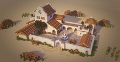 Minecraft Desert House, Minecraft Oasis, Mexican Houses, Mexico Hacienda, Villa Minecraft, Mexican Town, Build Minecraft, Case Minecraft, Mexican House