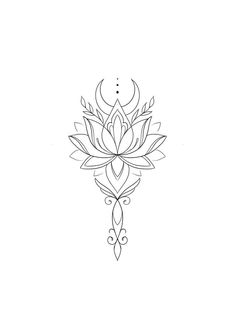 a line drawing of a lotus flower on a white background