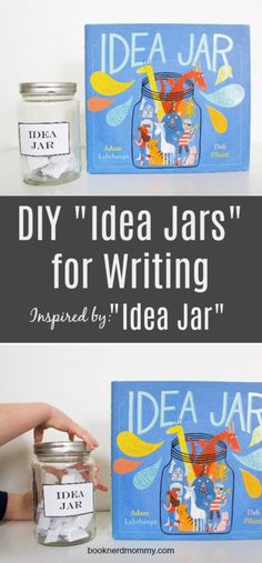 two jars with labels on them that say, diy idea jars for writing