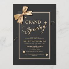 a black and gold new year's eve party card with a bow on the front