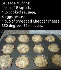 Breakfast Sausage Muffins, Bisquick Recipes Breakfast, Sausage Muffins, Bisquick Recipes, Breakfast Sausage, Breakfast Items, Muffin Tin