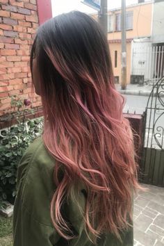 34 Hottest Ombre Styles Brown To Pastel Pink Ombre Hair, Highlights In Brown Hair Color Streaks, Subtle Pink In Hair, Light Pink Hair On Dark Hair, Light Pink Ends On Brown Hair, Bleached Ends Hair Ombre, Pink Bottom Hair, Ombré Hair Pink