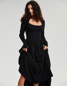 Black Fitted Bodice Dress For Fall, Day To Night, To Night, Fall Collections, Linen Dresses, Holiday Collection, Linen Dress, Black Outfit, Timeless Classic