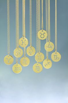 14k Gold Zodiac Necklace. Available in white, yellow or rose gold.  Available in all zodiac signs. Pisces February, Taurus April, 21 February, Zodiac Pendant Necklace, Zodiac Sign Necklace, Ring Chain, Pendant Bails, Zodiac Necklace, Zodiac Pendant