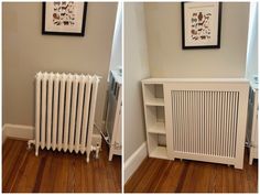 two pictures of the same radiator in different rooms