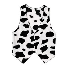 a black and white cow print vest on top of a white background with an animal pattern