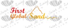 the first ghand sandal logo is shown in orange and grey with hearts around it