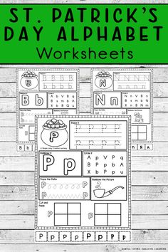 st patrick's day alphabet worksheets for kids to practice their letters and numbers