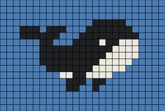 A pixel art template of the Orca whale.

From Susan Guinto Whale Tapestry Crochet, Sea Animals Pixel Art, Pixel Simple Art, Orca Pixelart, Sea Animal Perler Beads, Sea Creature Pixel Art, Raccoon Alpha Pattern, Whale Alpha Pattern, Jellyfish Pixel Art Grid