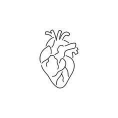 a black and white drawing of a heart