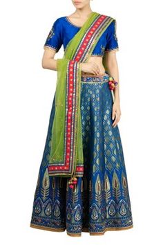 Blue banarasi silk lehenga set by Poonam Dubey | Carmaonline shop Accessories For Wedding, Latest Designer Dresses, Silk Lehenga, Wedding Season, Lehenga, Designer Dresses, Short Sleeve Dresses, Online Shop, Saree