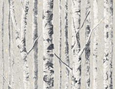 an abstract birch tree wallpaper in grey and white