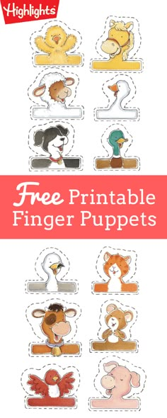 the free printable finger puppets for children