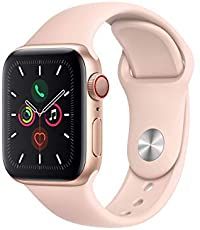 the apple watch series 4 is shown in pink