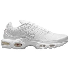 Nike Air Max Plus | Foot Locker White Running Shoes With Gum Sole For Streetwear, White Classic Sneakers With Air Max Cushioning, Classic White Air Max Sneakers, White Casual Sneakers With Air Max Cushioning, Casual White Air Max Sneakers, White Low-top Running Shoes With Gum Sole, Casual White Running Shoes With Gum Sole, Edgy Vibes, Cool Breeze