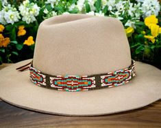 Horse Hair Tassels, Cowboy Hat Bands, Navajo Pattern, Beaded Hat Bands, Beaded Dog Collar, Chapeau Cowboy, Beaded Hat, Wool Fedora, Native Style