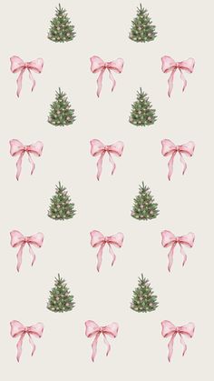 a christmas tree with pink bows on it's head is surrounded by smaller bowes