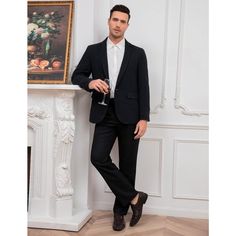 This blazer is made of high quality material, we are having the most experienced tailors to handmake these tuxedos with the finest fabric and material. With notch lapel, one button closure, three button cuffs, two front flap pockets, lined with pockets, comes in a variety of colors. Great for party, performance, banquet, wedding, graduation ceremony, proms, never let you fade in front of crowd. All-over printing offer cheer to the festival. Perfect choice for your dad, adult son, boyfriend, and Winter Semi-formal Slim Fit Sport Coat, Winter Slim Fit Blazer With Suit Collar, Party Blazer With Notch Lapel, Slim Fit Single Button Blazer For Winter, Winter Single Button Slim Fit Blazer, Winter Slim Fit Single Button Blazer, Semi-formal Double Breasted Single Button Suit, Tuxedo With Welt Pockets And Suit Collar, Tailored Notch Lapel Blazer For Party