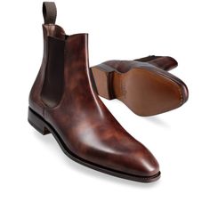 CHELSEA BOOTS BROWN MUSEUM | CARMINA Western Style Round Toe Chelsea Boots For Business, Business Boots With Leather Lining And Snip Toe, Business Calf Leather Boots With Snip Toe, Brown Almond Toe Chelsea Boots For Business, Brown Snip Toe Chelsea Boots For Winter, Brown Leather Sole Boots For Business, Cognac Formal Winter Boots, Cognac Formal Boots For Winter, Formal Cognac Winter Boots