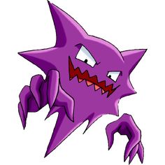 an angry purple monster with sharp teeth