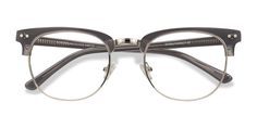 Gray browline eyeglasses available in variety of colors to match any outfit. These stylish Full-Rim, Large - sized Acetate, Metal eyeglasses include a case. 2-day Delivery available: for only $19, your new eyeglasses will reach your doorsteps in two business days. The price includes free 1.5 Clear Single Vision Lenses and can change based on options selected during the checkout process. Half Rim Glasses, Browline Glasses, Eyeglasses Fashion, Rimless Eyeglasses, Double Stud, Mens Glasses Fashion, Nice Glasses, Women's Glasses, Discover Your Style