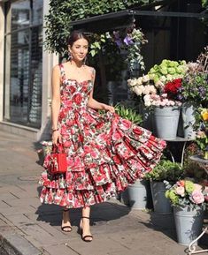 Buy Me Flowers, Tamara Kalinic, A Line Midi Dress, Floral Corset, Casual Day Outfits, Dress Up Outfits, Stay Classy, Romantic Dress, Red Midi Dress