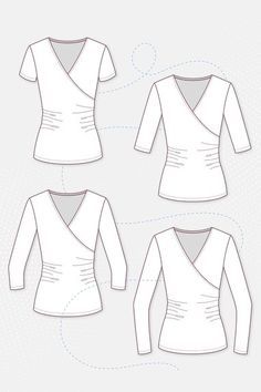 the front, back and side views of a women's top