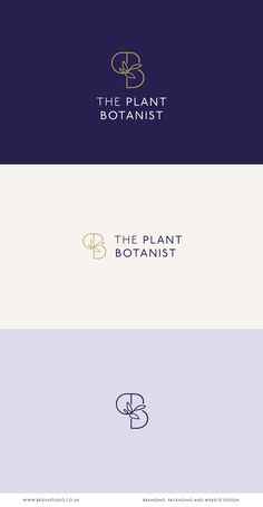 the plant botanist logo is shown in three different colors, including blue and purple