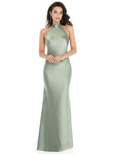 Scarf Tie High-Neck Halter Maxi Slip Dress | The Dessy Group Charmeuse Dress, Willow Green, High Neck Halter, Scarf Tie, Social Dresses, Maxi Bridesmaid Dresses, Infinity Dress, Bridal Party Dresses, Dress Order