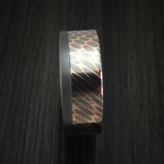 This Tantalum ring features: - A Satin Finish - A Flat Design - 6mm Off-Center Polished Superconductor Inlay - 8mm Width Our Tantalum rings will not tarnish or cause your skin to discolor. Formal Fusion Rings With Polished Finish, Modern Etched Rings, Tantalum Ring, Celtic Patterns, Wave Ring, Pattern Ring, New Wife, Ring Sizer, Men's Ring