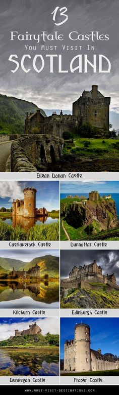 an image of scotland with the title'castles and castles in scotland'on it