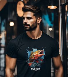 "ABOUT OUR Custom Fishing T-Shirt   👉 Unisex T-shirt - 100% cotton for solid colors, and ring-spun cotton  - Soft cotton and quality print make users fall in love with it over and over again.  - These t-shirts have-ribbed knit collars to bolster shaping. - Printed and shipped from the USA CARE INSTRUCTIONS - Wash inside out with like colors. - Tumble dry or hang to dry. - Try not to iron directly over the design. Iron if necessary!  HOW TO ORDER  1) Please, check and review all photos  2) Choos Casual Black T-shirt For Fishing, Short Sleeve Fish Print T-shirt For Fishing, Pre-shrunk Short Sleeve Fishing Shirt, Graphic Print Short Sleeve T-shirt For Fishing, Graphic Print Crew Neck T-shirt For Fishing, Fish Print Crew Neck Top For Fishing, Cotton Tops With Fish Print For Fishing, Funny Fishing Shirts, Funny Fishing